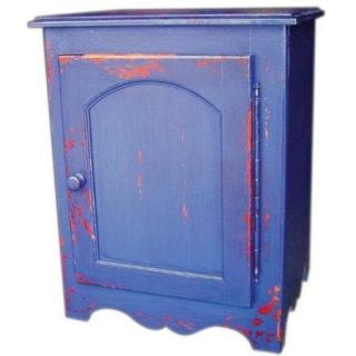 Alsace Square End Table w One Single Door Cabinet (Antique Blue)