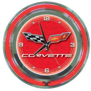 Trademark Global 14 in. Red Corvette C6 Neon Wall Clock GM1400R C6 COR