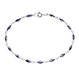 Sublime Purple Oval Links .925 Sterling Silver Bracelet (Thailand