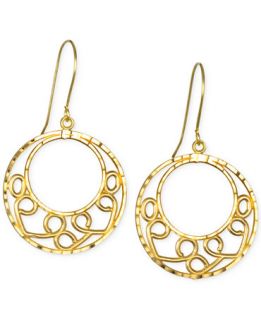 Open Circle Detailed Drop Earrings in 10k Gold   Earrings   Jewelry