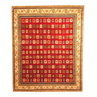Hand knotted Indo Kazak Red/ Beige Wool Rug (8 x 10)  