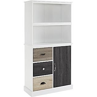 Altra  Mercer White Storage Bookcase with Multicolored Door & Drawers