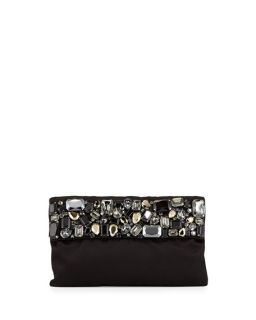 Prada Satin Crystal Pochette, Black (Nero)