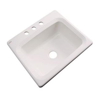 Thermocast Rochester Drop In Acrylic 25 in. 3 Hole Single Bowl Kitchen Sink in Natural 25304