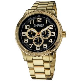 August Steiner Mens Quartz Multifunction Goldtone Bracelet Watch