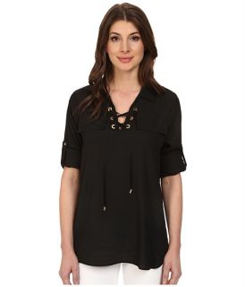 Calvin Klein Lace Up Roll Sleeve Black