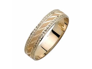 Diagonal Grooves Fancy Women's 5 mm 14K Two Tone Gold Wedding Band