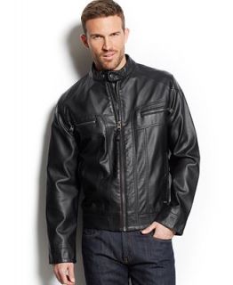 Calvin Klein Faux Leather 4 Pocket Moto Jacket   Coats & Jackets   Men