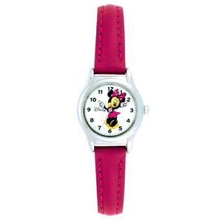 Disney Ladies Disney Minnie Mouse Watch w/Round Pink Case, Pink/Black