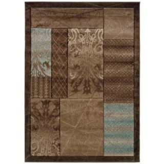 Linon Home Decor Milan Collection Brown and Aqua 1 ft. 10 in. x 2 ft. 10 in. Indoor Area Rug RUG MN3423