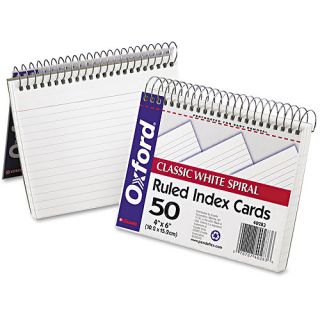 Oxford Spiral Index Cards, 4" x 6", 50 Cards, White