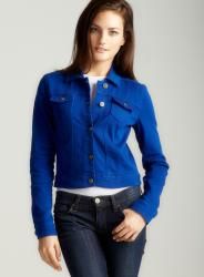 Hot Kiss Crop Denim Jacket In Royal Blue  ™ Shopping   Top