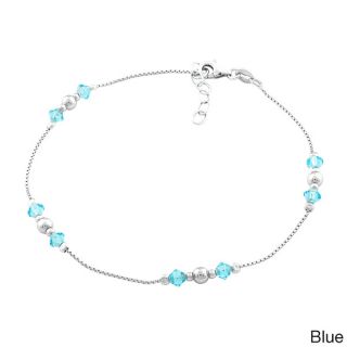 La Preciosa Sterling Silver Link chain Crystal Anklet   16300809