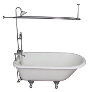 Barclay Products 5.6 ft. Cast Iron Ball and Claw Feet Roll Top Tub in White with Polished Chrome Accessories TKCTR7H67 CP3