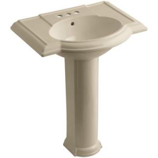 KOHLER Devonshire Vitreous China Pedestal Combo Bathroom Sink in Mexican Sand with Overflow Drain K 2294 4 33