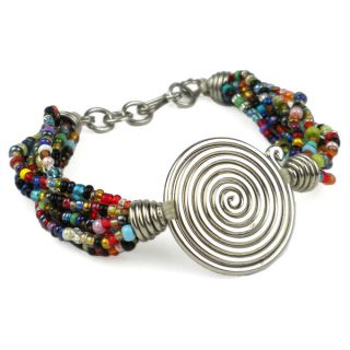 Silverplated Brass Beads Colorful Charm Bracelet (Kenya)