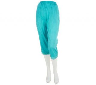Denim & Co. Gauze Capri Pants with Lace Trim —