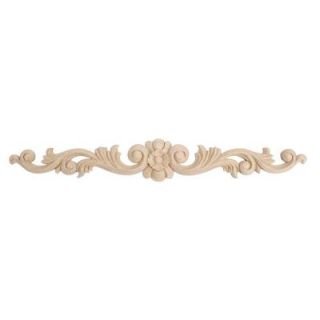 American Pro Decor 2 1/2 in. x 18 in. x 1/2 in. Unfinished Hand Carved Solid Hard Maple Wood Onlay Floral Wood Applique 5APD10379