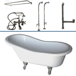 Barclay Products 5 ft. Acrylic Ball and Claw Feet Slipper Tub in White Polished Chrome Accessories TKADTS60 WCP6