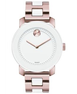 Movado Watch, Unisex Swiss Bold White TR90 and Rose Gold Ion Plated