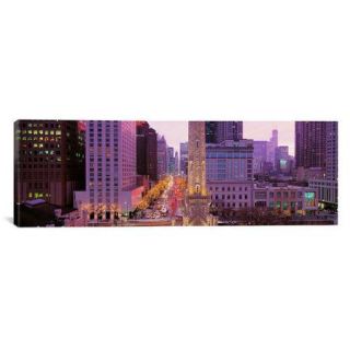 iCanvas Panoramic Twilight, Downtown, City Scene, Loop, Chicago, Illinois Photographic Print on Canvas