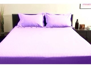 300 Thread Count 100% Egyptian Cotton Striped Lavender Twin Sheet Set with 22" Deep Pockets