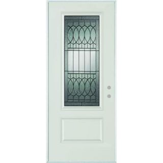 Stanley Doors 36 in. x 80 in. Nightingale Patina 3/4 Lite 1 Panel Prefinished White Steel Prehung Front Door 1544E BN 36 L P