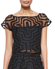 Milly Maze Patterned Fil Coupe Crop Top