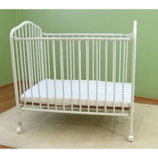 Baby Compact Folding Metal Convertible Crib with Mattress