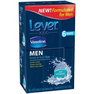 Lever 2000 Body & Face Bar Soap, Men, Fresh Scent, 6   4.25 oz (120 g