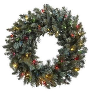 Nearly Natural 30" Pine Wreath with Colored Lights