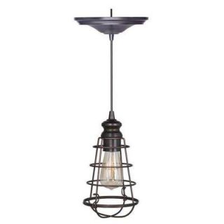 Home Decorators Collection Cage 1 Light Brushed Bronze Pendant with Hardwire 1879910280