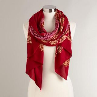 Red Prayer Shawl with Gold and Pink Border