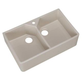 Pegasus Farmhouse Apron Front Fireclay 32 in. 1 Hole Double Bowl Kitchen Sink in White FS31 1