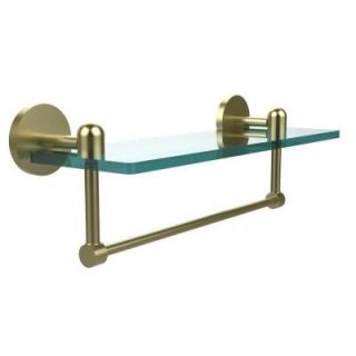 Allied Brass Tango Collection 16 in. W x 16 in. L Glass Vanity Shelf with Integrated Towel Bar in Satin Brass TA 1TB/16 SBR