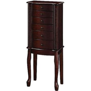 Wooden Jewelry Armoire with Lift Out Jewelry Box, Warm Cherry Finish