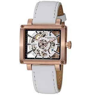 Stuhrling Original Womens Lady Axis Automatic White Leather Strap
