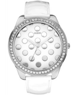 GUESS Womens White Patent Leather Strap Watch 51mm U0258L2