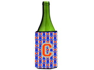 Letter C Football Green, Blue and Orange Wine Bottle Beverage Insulator Hugger CJ1083 CLITERK
