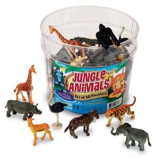 JUNGLE ANIMAL COUNTERS 44 SET OF 60   Toys & Games   Learning