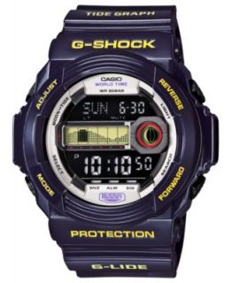Shock Watch, Mens Digital Tide Graph Purple Resin Strap 52x55mm