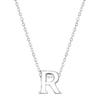 Sterling Silver Pendant Small Letter R   Silver
