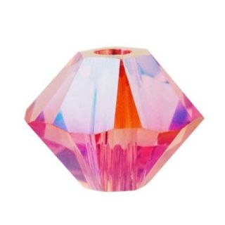 Swarovski Crystal, #5328 Bicone Beads 3mm, 25 Pieces, Light Siam AB 2X