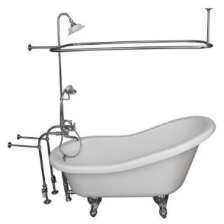 Barclay Products 5.6 ft. Acrylic Ball and Claw Feet Slipper Tub in White with Polished Chrome Accessories TKADTS67 WCP4