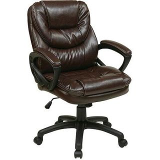 Office Star Faux Leather Manager's Office Chair with Padded Arms