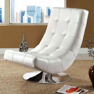 Furniture of America Moona Tufted Leatherette Swivel Chair