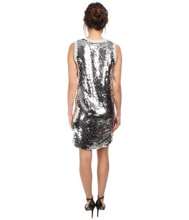 LOVE Moschino Sleeveless Sequin Tank Dress Silver