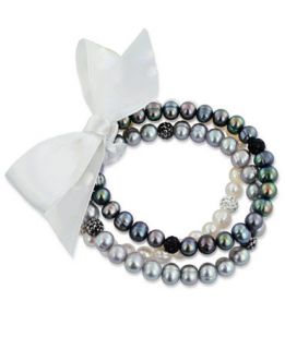 Honora Style Black and Gray Cultured Freshwater Pearl and Crystal