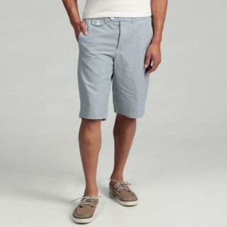 French Connection Mens Blue Gingham Linen Blend Shorts  
