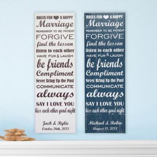 Personalized Rules To A Happy Marriage 9" x 27" Canvas